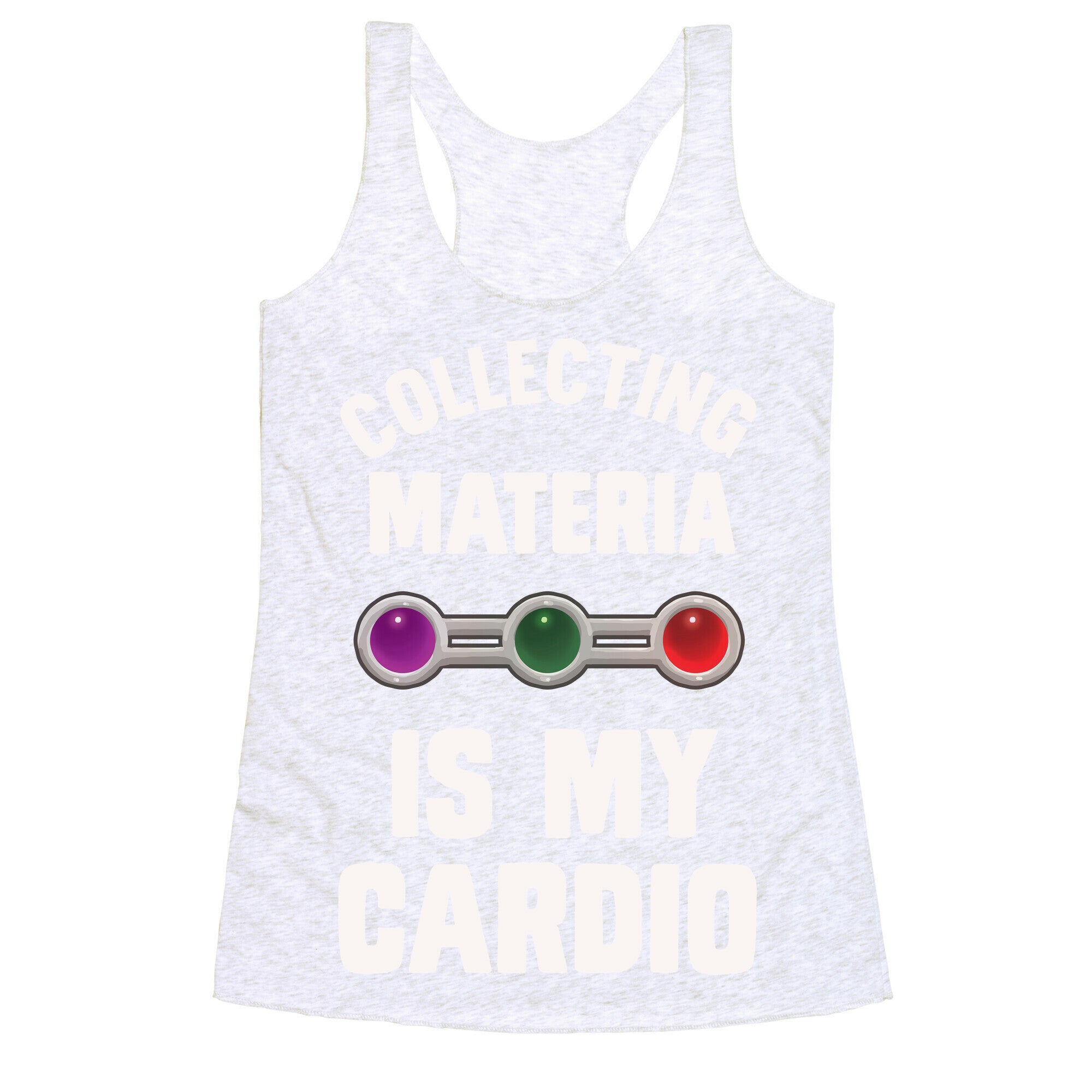 Collecting Materia Is My Cardio Racerback Tank